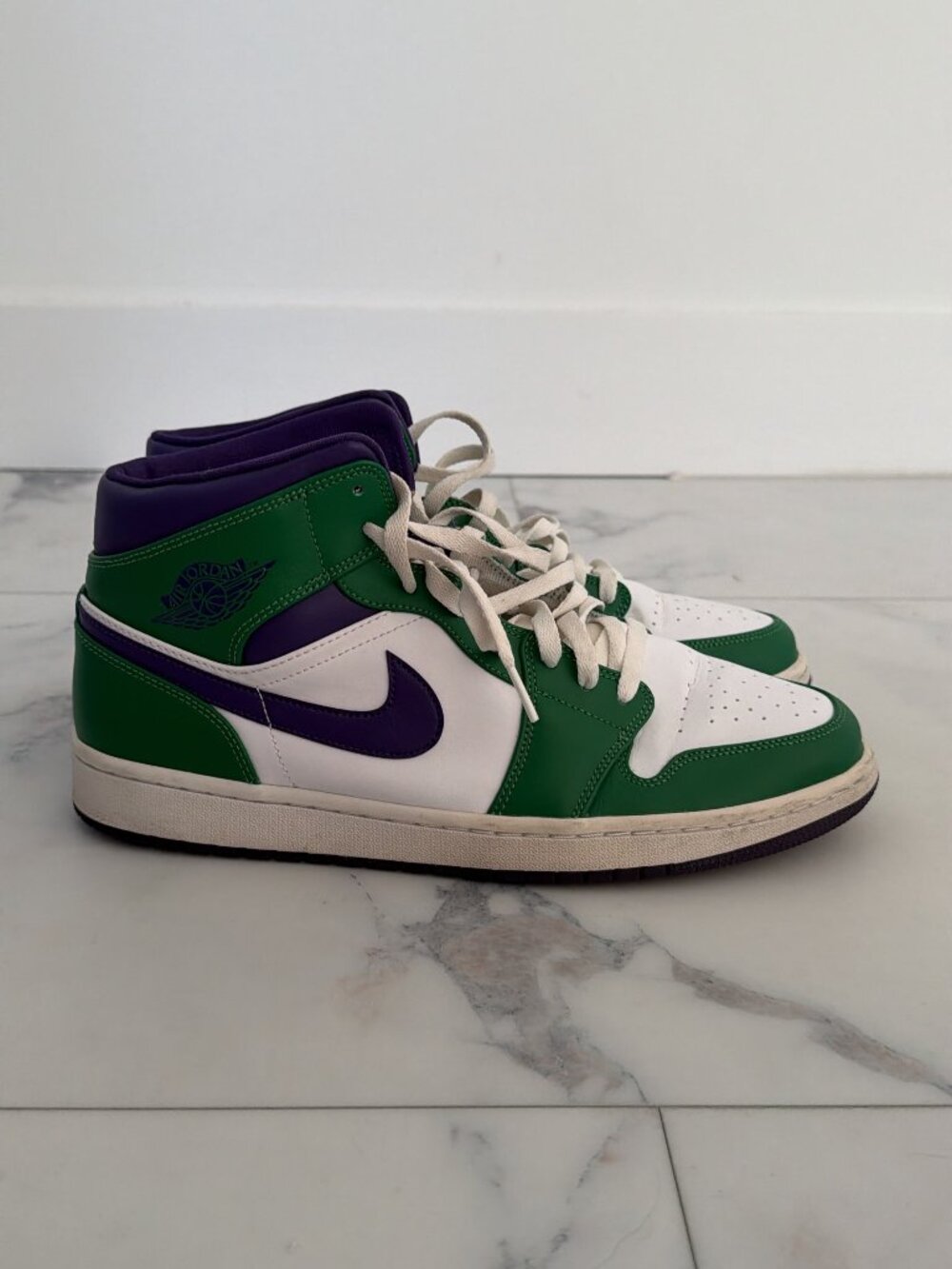 Air Jordan 1 Mid Incredible Hulk Green Purple Sneakers